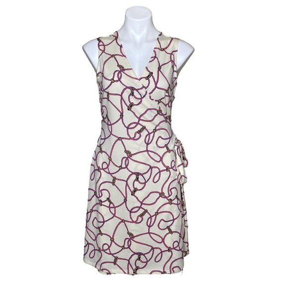 JB by Julie Brown Nautical Rope Print Wrap Dress, Sleeveless Women's Size L - Picture 1 of 10